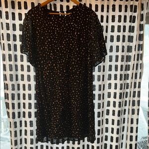 Anthropologie Black Patterned Women's Flutter Sleeve Dress